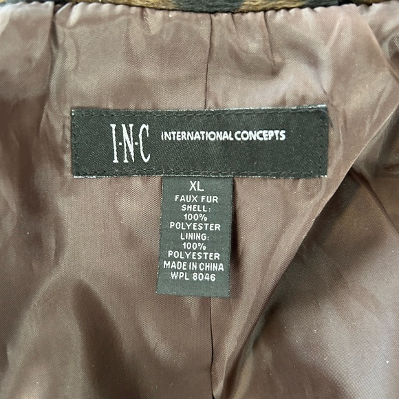 INC International Concepts Ruffle Leopard Print Jacket Zipper Coat - Picture 3 of 13